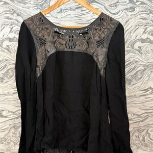 Twelfth Street by Cynthia Vincent Black Blouse with Cut-Out Design